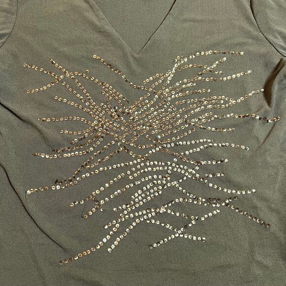 Vintage INC International Concepts V-Neck Mesh Sequin Top Size Small 90s Y2K - Picture 4 of 7